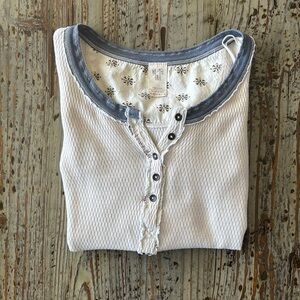 Free People White Distressed Thermal NWOT